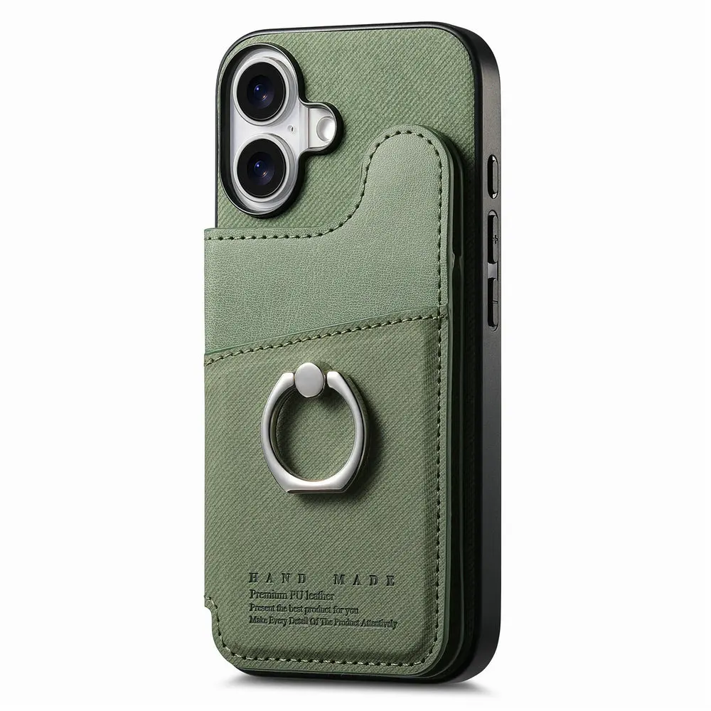 Wallet Double Button Magnet Leather RFID Card Case and Back Cover