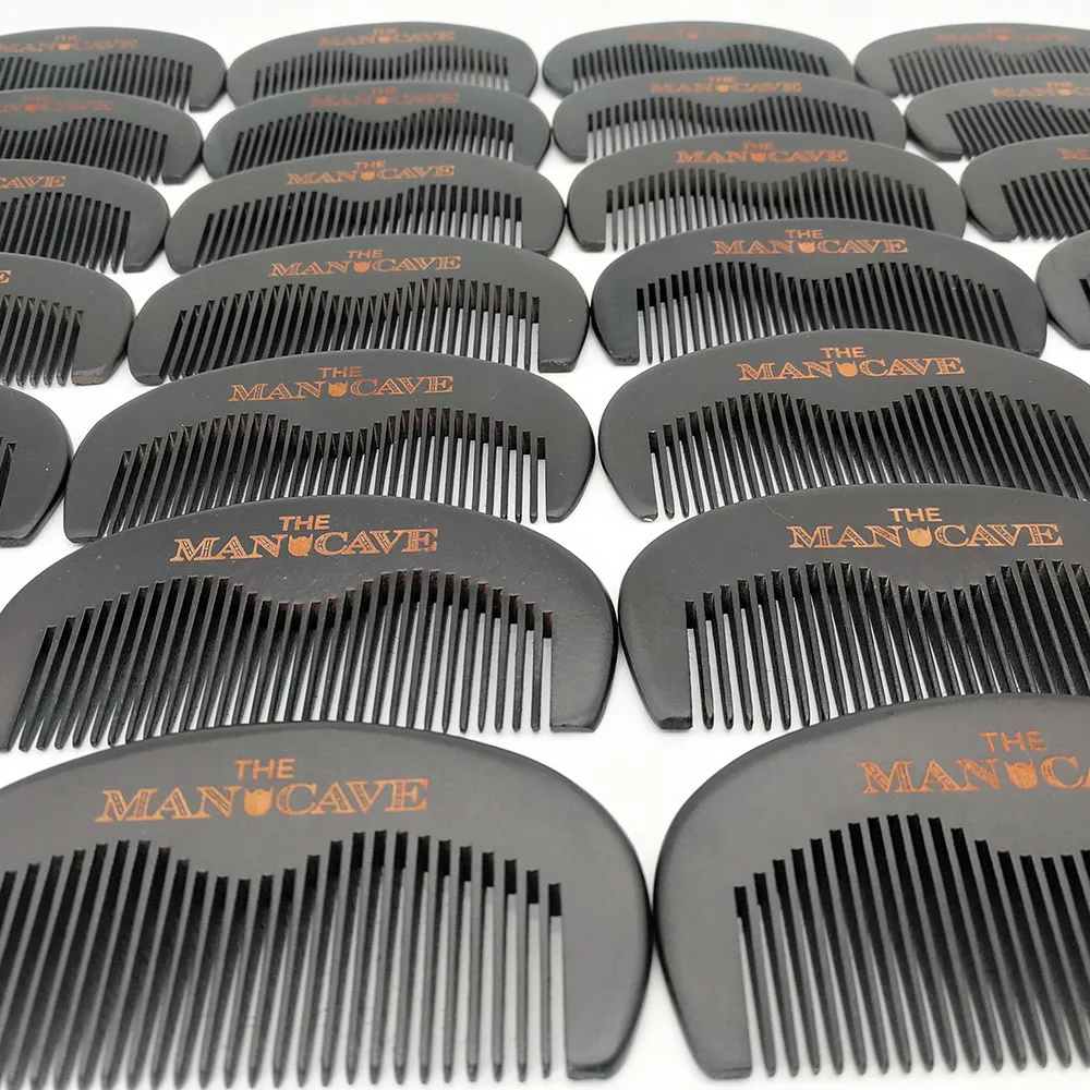 50 Pieces/Lot Customized Logo Beard Comb Black Wooden Comb for Hair Beard Mustach Pocket Size 6