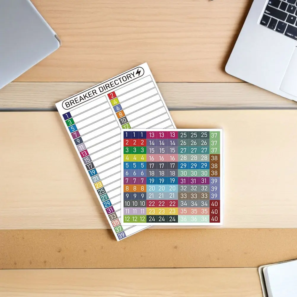 2세트 유성 마커 호환 PVC 전기함 라벨 번호가 매겨진 회로 식별 스티커 (차단기 패널, 수도용)