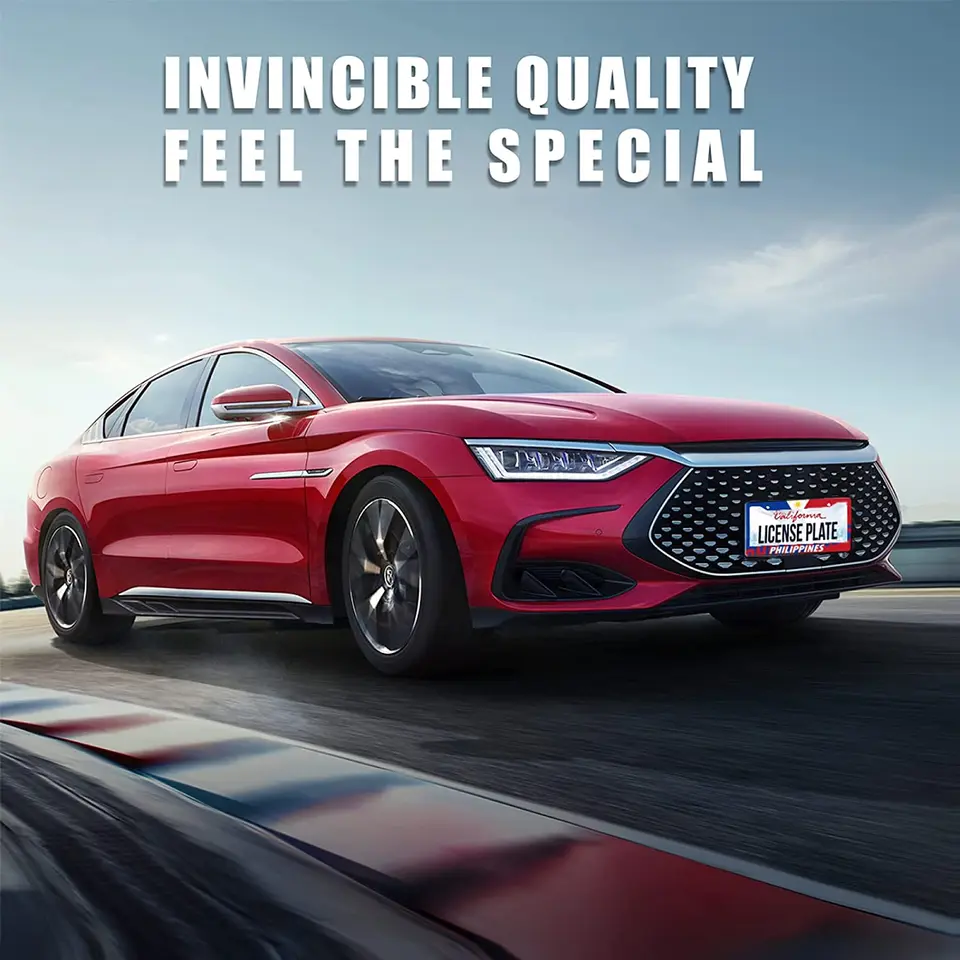 Dujiea 2 Pieces Flag Of Philippines Aluminum Metal License Plate Frame With Screw Caps, 2 Holes License Plate Frame Car Tag Cover Holder For Us...