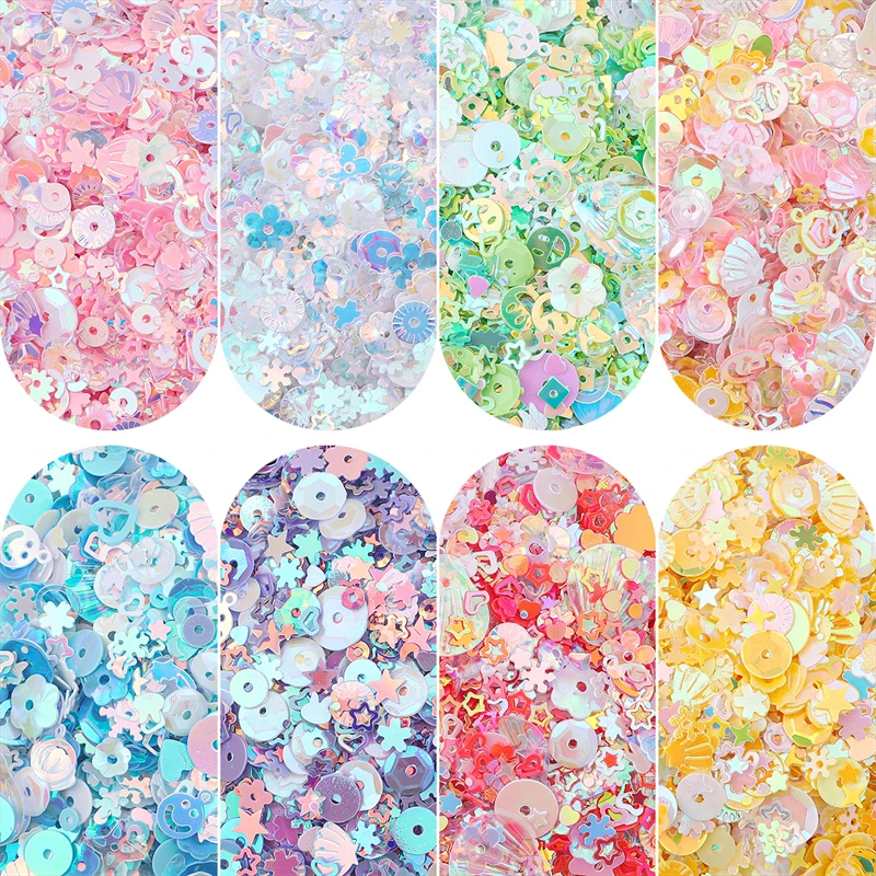 20 gr/paket 3-10mm Mixed Stil Blingbling Glitter Pailletten Herz Stern Blume Pailletten Für Kleidung Machen DIY Nähen decor Zubehör – Detail 2
