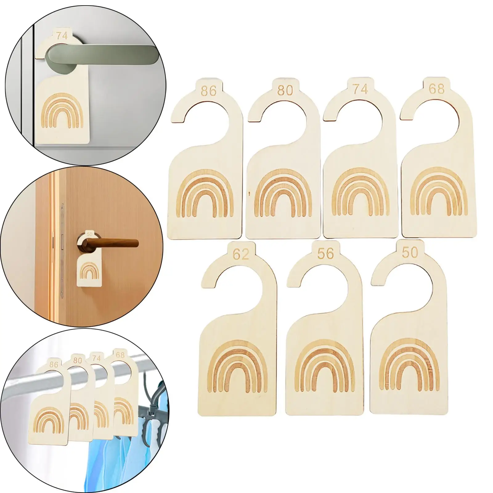 7 Pieces Baby Clothes Size Hanger Organizer Wood Adorable DIY Baby Closet Dividers for Room Daily Use Wardrobe Birthday Closet