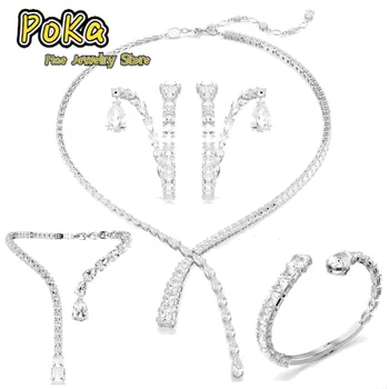 Y Shape Necklace High Quality Pear Shape Square Open Wide Bracelet Earrings Fine Jewelry Romantic Jewelry Gifts for Women 1