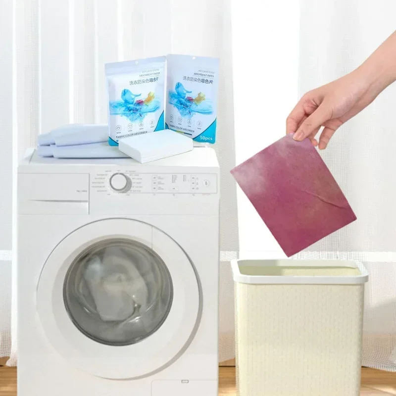 50 PCS/Bag Laundry Tablets Laundry Paper Anti-Staining Clothes Sheets Anti-String Mixing Color Absorption Washing Accessories