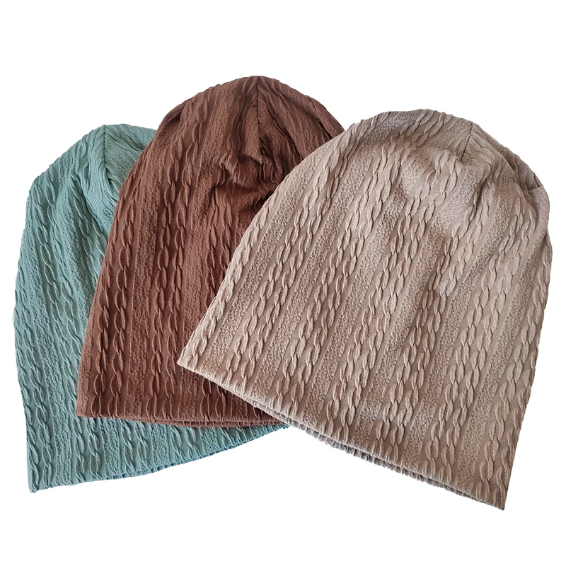 Geebro Women's Stripes Pattern Casual Hats Autumn Winter Soft Stretch Slouchy Cap Ladies Solid Color Skullies Beanies Gorros 3