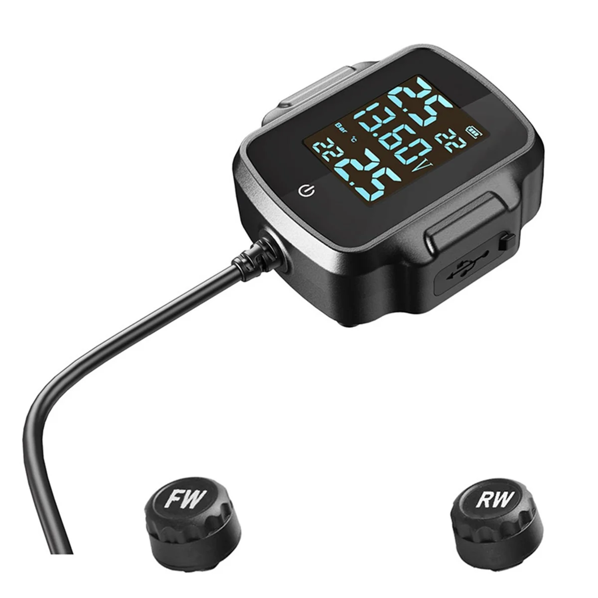 

Система контроля давления в шинах для мотоциклов TPMS, система сигнализации температуры с зарядным устройством USB QC 3,0