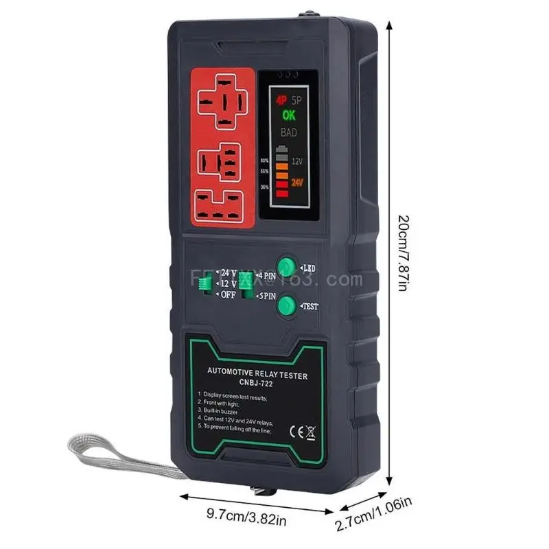 12V 24V Battery Tester Relay Analyzer Alternator Checker Vehicle Cranking Charging System Diagnostic Tool for Motorcycle circuit tester auto diagnostic scanner