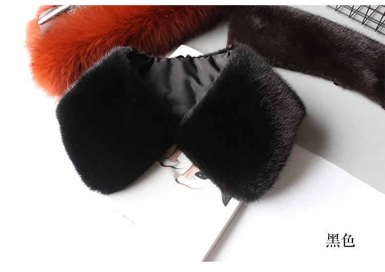 Nerz Pelz kragen Herren quadratischen Hals wärmer Mode Echtpelz schwarz braun Kragen natürlichen Nerz Pelz kragen für Mantel Jacke Winter – Detail 5