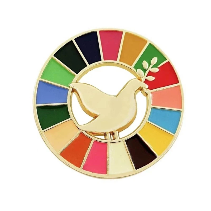 

Peace Doves Brooches United Nations Badge Decorative Pin With 17 Colors