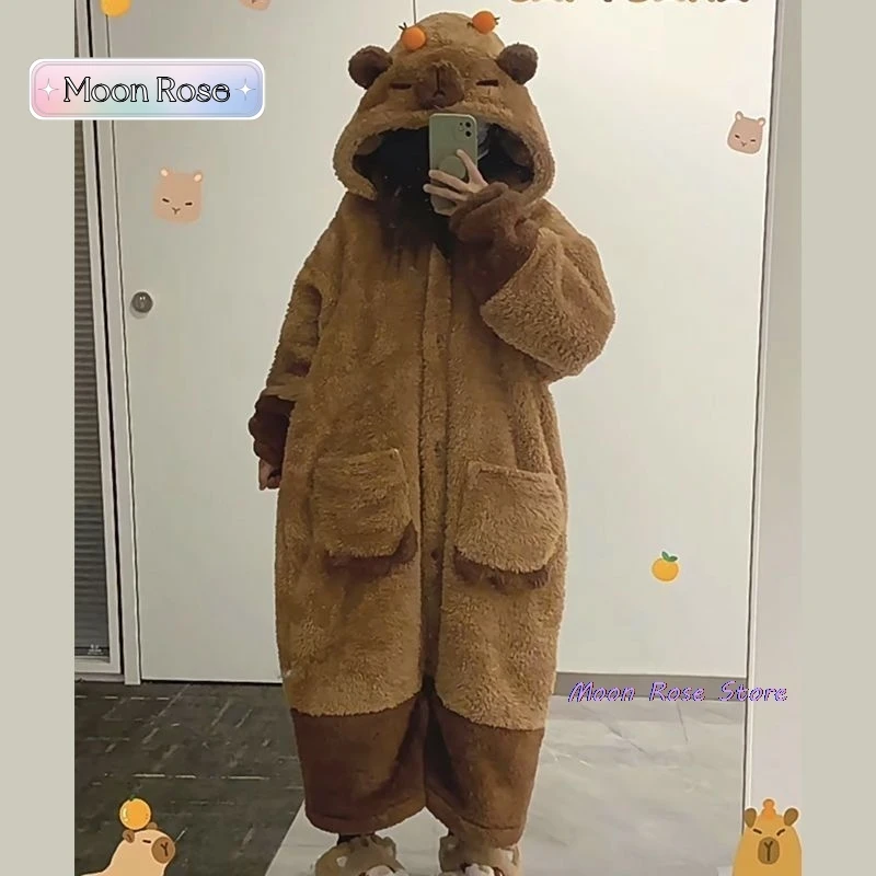 Adult capybara cosplay costume robes Kigurumi anime nightgown Halloween cartoon pajamas pajama party costume