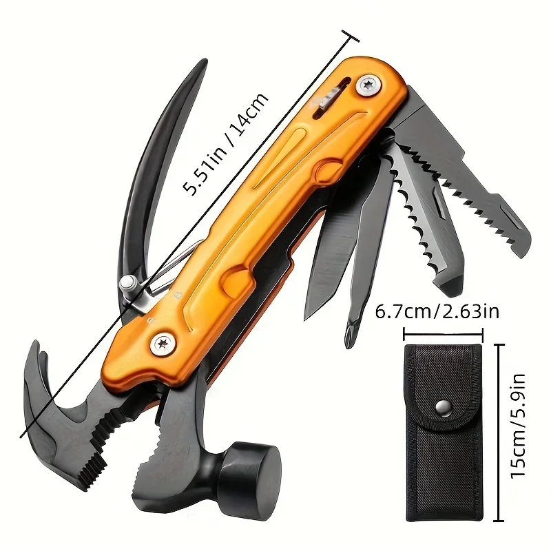 Multi-Tool Hammer 7-in-1 Stainless Steel Foldable Heavy Duty Multi-Tool Set with Cutter & Screwdriver multitool hammer