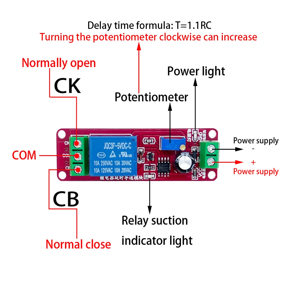 5pcs DC 12V Relay Shield Module NE555 Interruptor Temporizador Módulo  Ajustable 0 a 10 Segundos 0 ~ 10S Coche Oscilador Junta