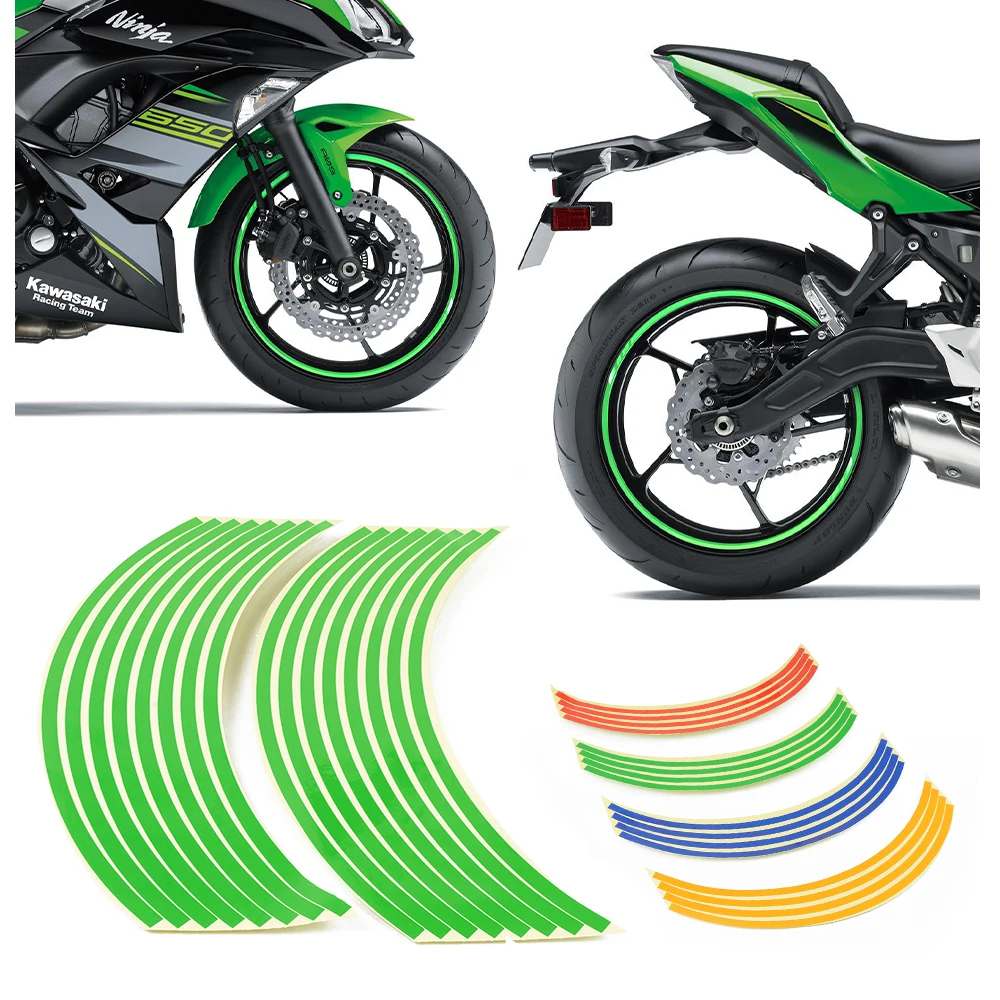 

For Honda XR125 XR400 XR 250 400 ZX636R Z1000 16Pcs 17 18 Inch Waterproof Motor Wheel Rim Reflective Stickers Decal Dirt Bike