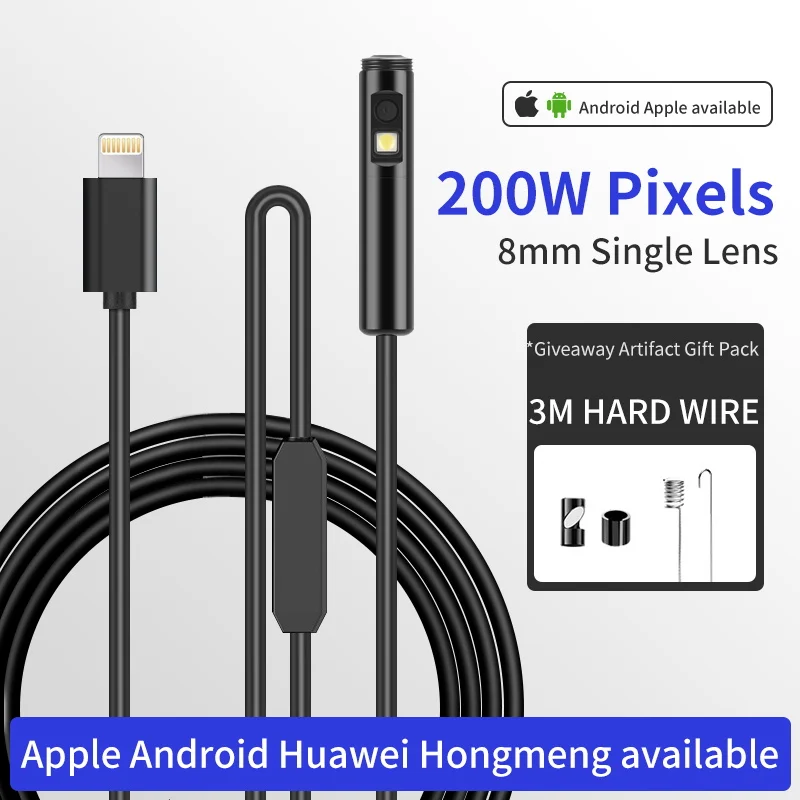 Pipe Endoscope 1080P8mm Camera Suitable For Android Apple Mobile Phone  Inspection Pipe Car Endoscope