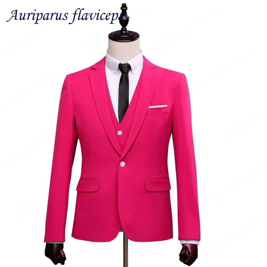 New One Button Rose Man Suit single Breasted Wedding Groom Suit Dinner Groom Business affairs Tuxedos England Suits
