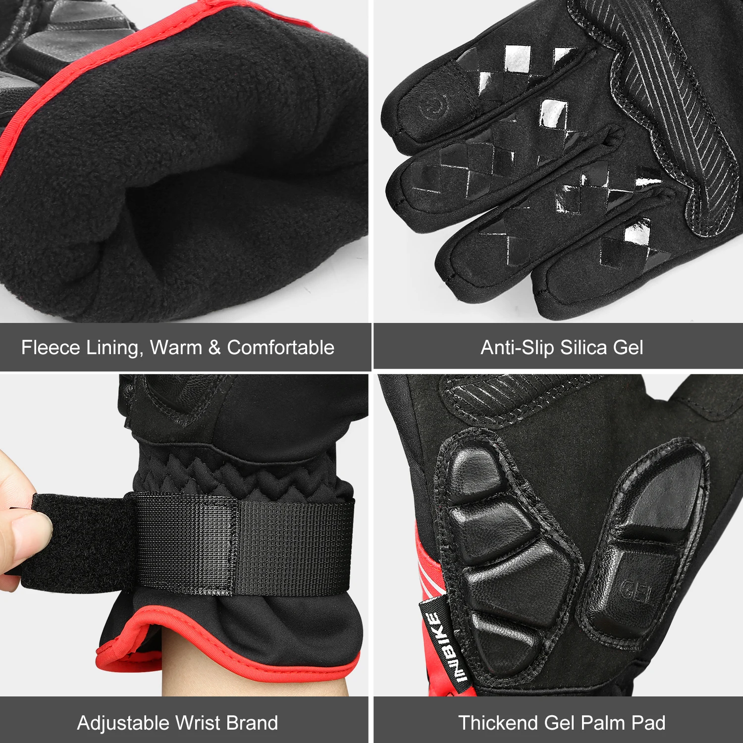 INBIKE Winter Full Finger Cycling Gloves Durable MTB Bicycle Gloves forRiding Outdoor Motorcycle Accessories Touch Screen Padded 5