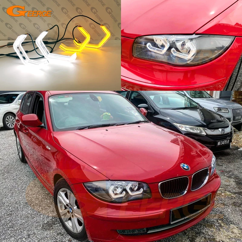 Per Bmw Serie 1 E82 E88 E87 E81 Super Bright Crystal M4 Iconic Style Day Light 3D Hexagon Hex Led Angel Eyes Halo Rings