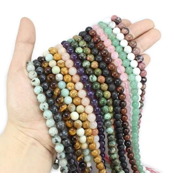 Natural Stone Beads Lava Turquoise Tiger Eye Labradorite Quartz Jasper Opal 4/6/8/10MM 15Inch For Jewelry DIY Making Bracelets
