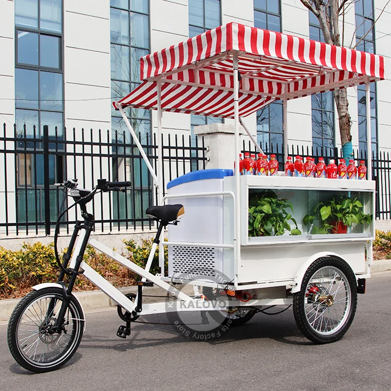 Three Wheel Freezer Bike Street Mobile Food Carts Tricycle Coffee
