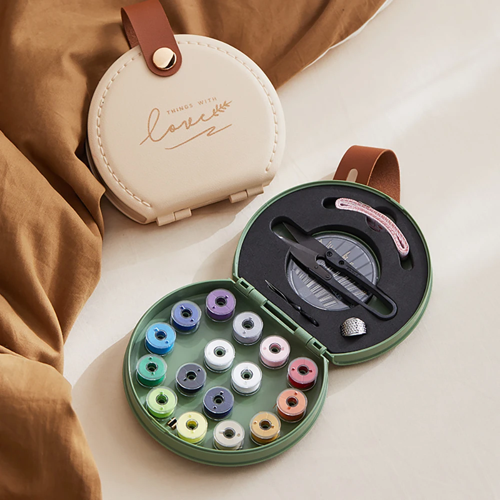 Complete Sewing Kit with Threads Needles Scissors Tape Measure Thimble Portable Travel DIY Embroidery Handwork Sewing Tool Set