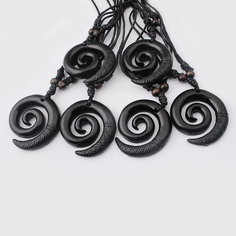 12pcs Tribal Swirl Resin Pendants Necklace Totem Amulet Charms Necklaces Neutral Fashion Jewelry Choker Wholesale