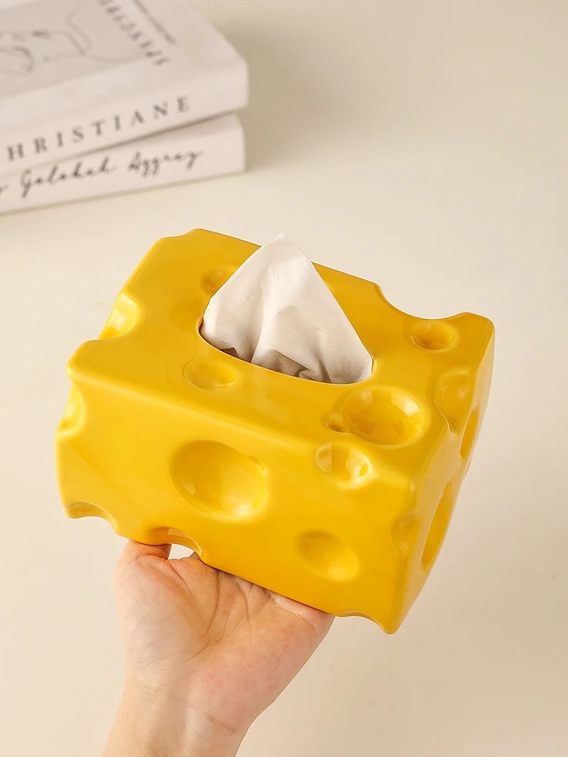 

Creative Cheese Tissue Box Living Room Coffee Table Ceramic Napkin Paper Box Desktop Tissue Box Decoration