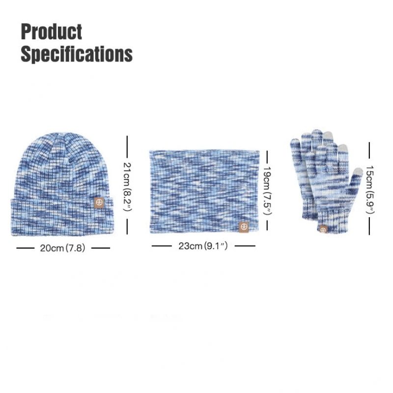 3pcs Winter Children's Knitted Hat Gloves Scarf Set Outdoor Thick Warm Beanies Hats for Kids Fleece Boys Girls Hats Scarf Set - Image 3