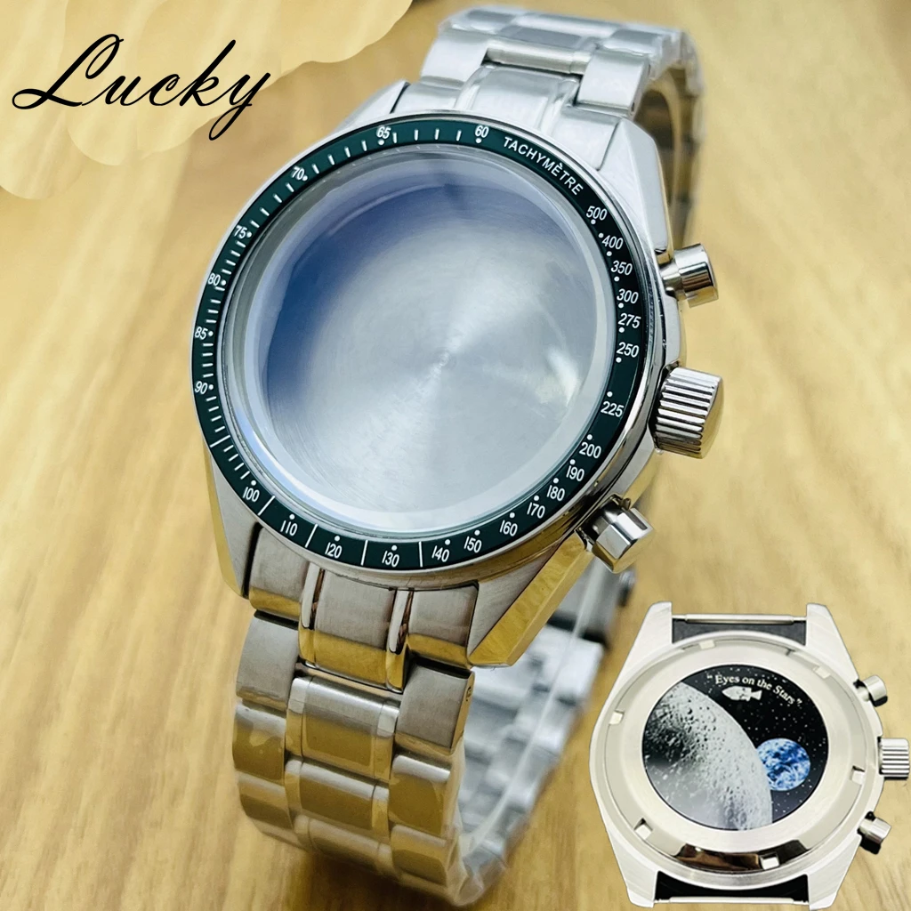 39,7mm Herrenuhren mit Goldlünette, Speedmaster-Gehäuse, passend für Omega VK64 VK63 Quarzwerk, Ersatzteile und Zubehör – Detail 24