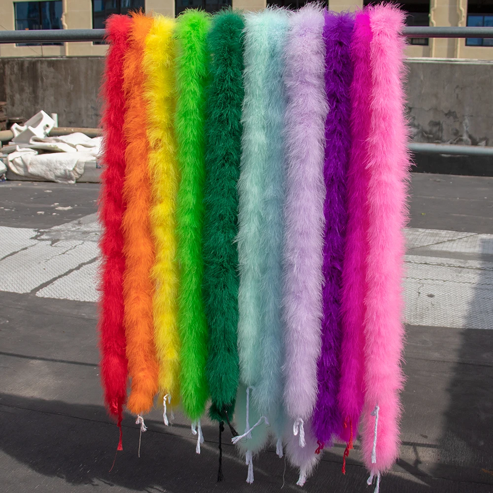 2M Thick Turkey Feather Boa 11-50g for Scarf Clothing Christmas tree Ribbon Decor Shawl DIY Craft Wedding Dress Pluma Turkey Feathers
