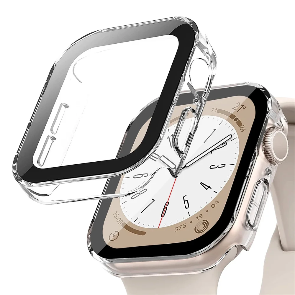 Waterproof Glass Cover with Screen Protector for Apple Watch Accessories