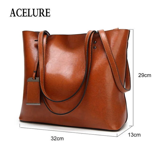 ACELURE Solid Color Shoulder Bags For Women Soft Pu Leather Casual Totes For Female All-Match Ladies High-Capacity Handbags 2