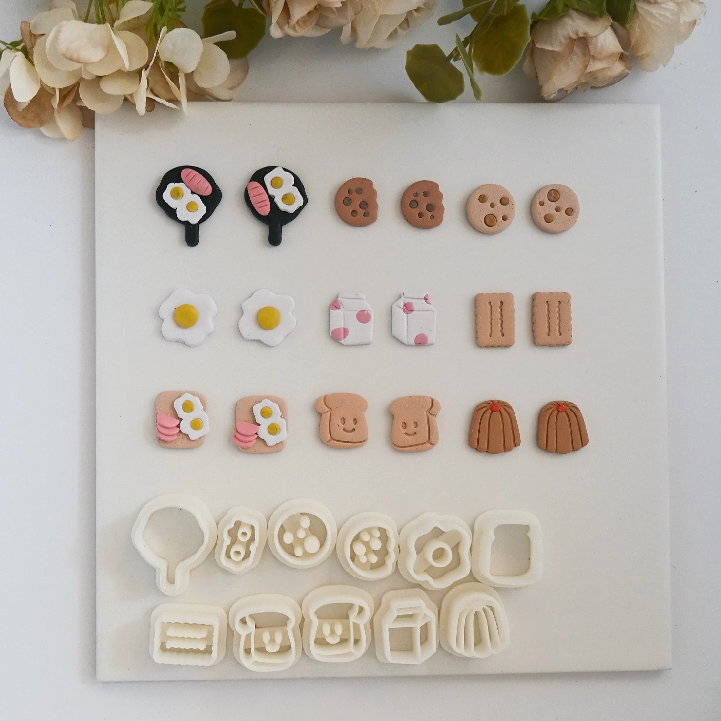 Breakfast/Bread/Eggs/ Biscuits/Milk Polymer Clay Cutter Clay Tool Diy Earring Pendant Jewelry Molding Cutting Mold Ceramic Tool