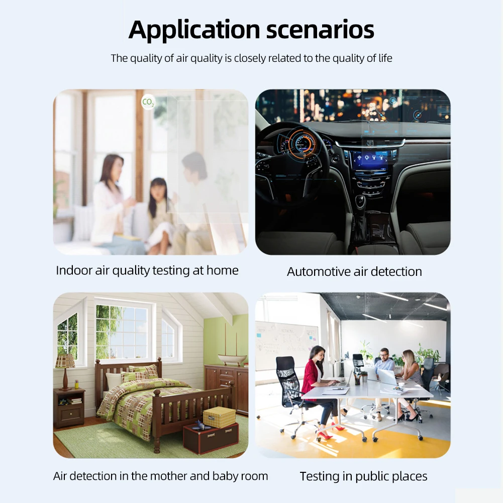    ̻ȭź  ÷ ũ, Ȩ ǽ, , PM2.5, PM10, CO, CO2, TVOC, HCHO, AQI ׽, 12 in 1