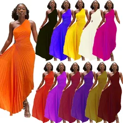Summer Sexy African Women Sleeveless Polyester Blue Yellow Black Red Long Dress Maxi Dress African Dresses for Women
