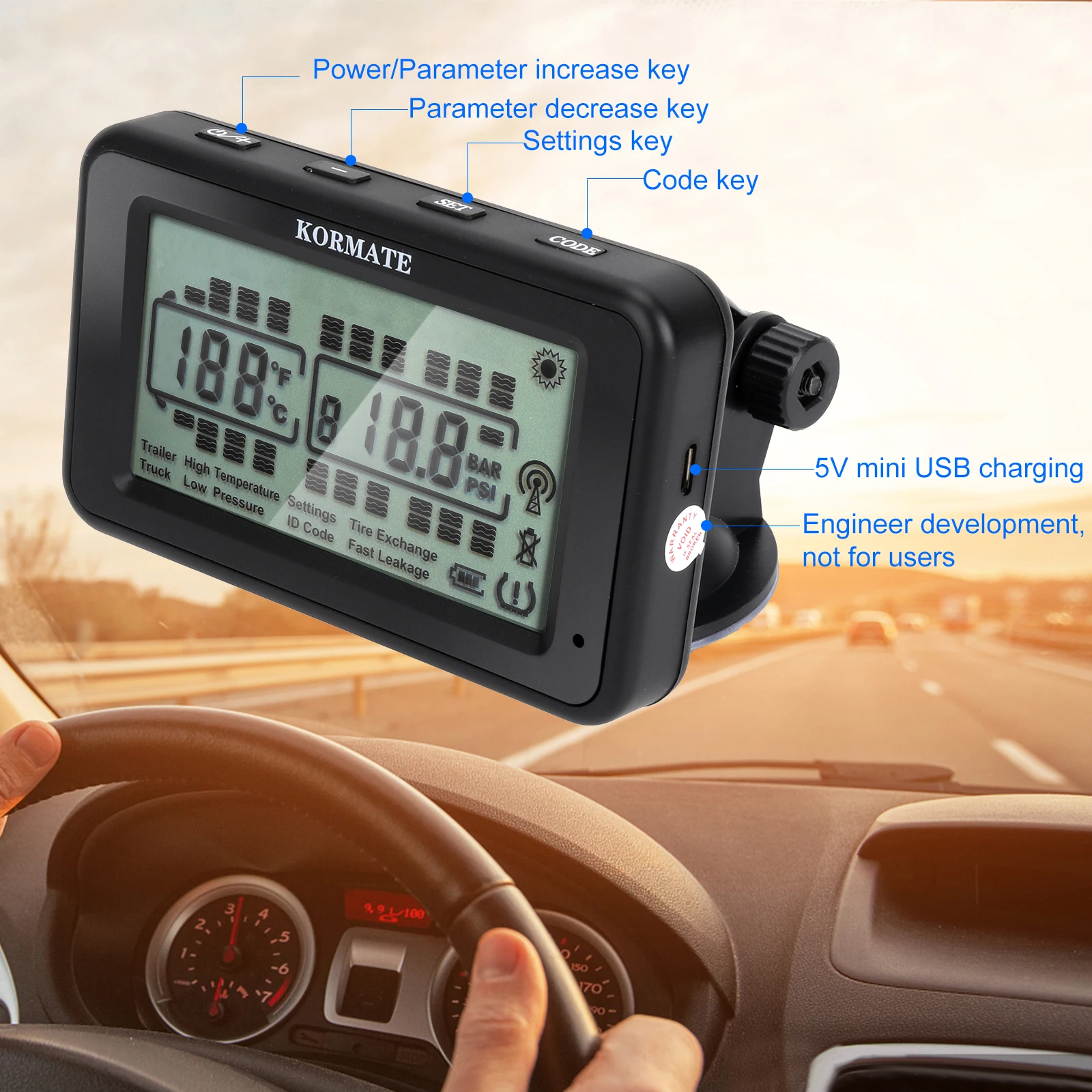 TPMS 4-28 Wheels Performance Tire Pressure Monitoring System With Booster Applicable Trucks（No repeater 4 and 6 sensors system） car tire pressure monitor,motorcycle tire pressure monitor,car tire pressure sensor