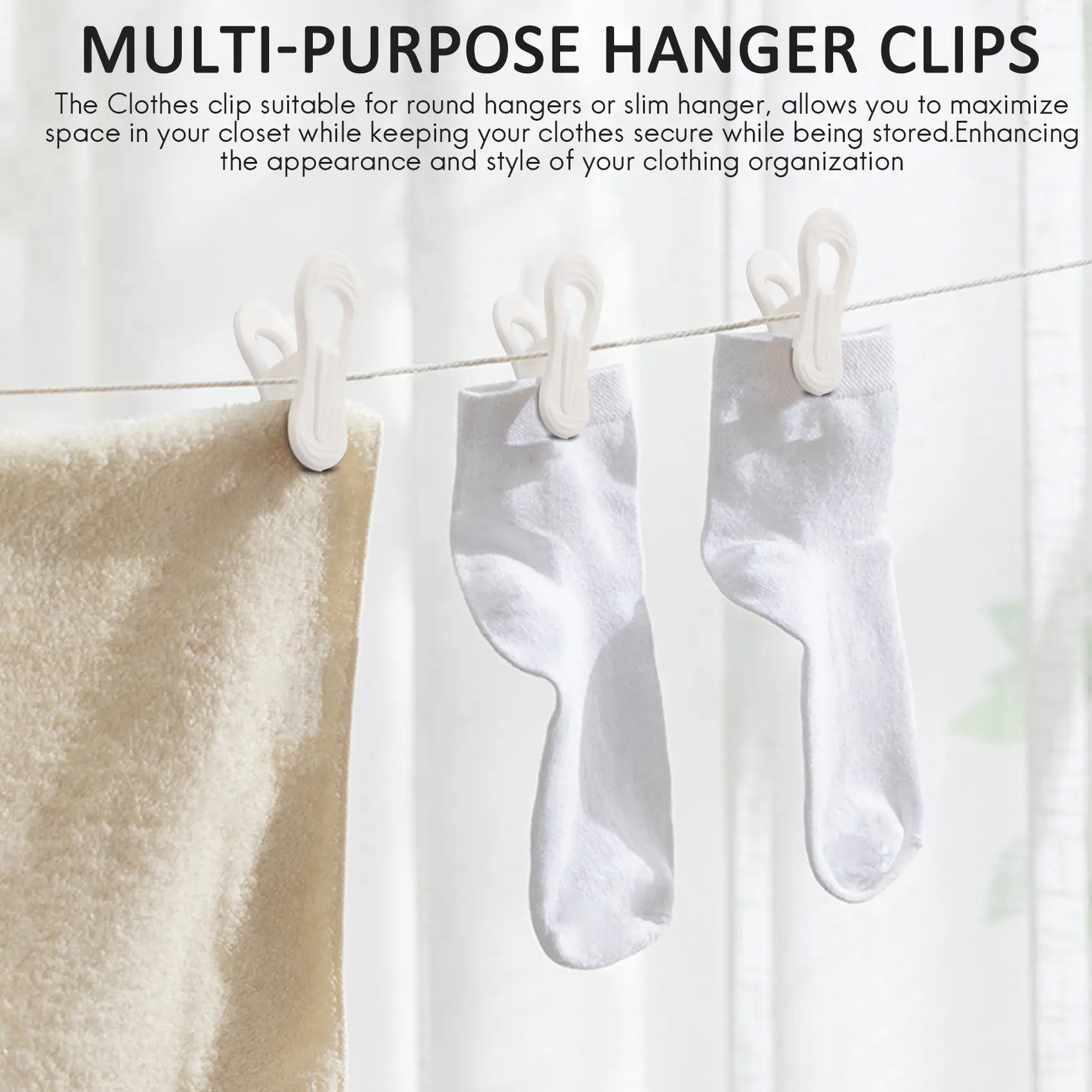 40Pcs White Plastic Hanger Clips, Clips for Use with Slim-Line Clothes Finger Clips Washing Line Laundry Pegs 5
