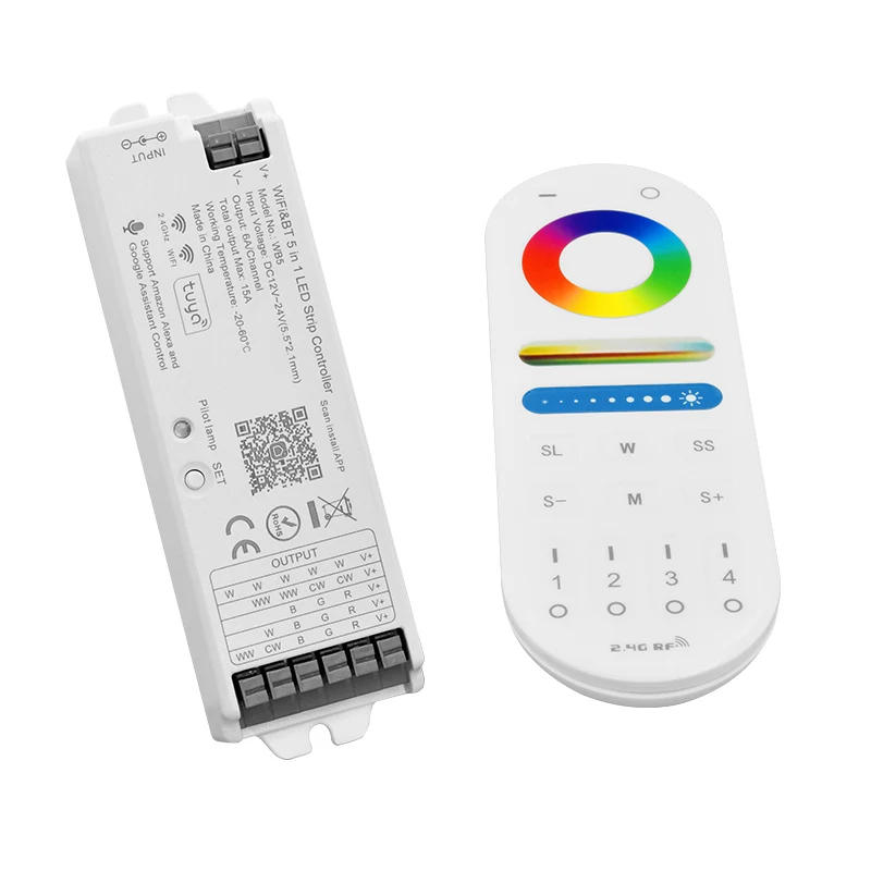 WB5 WiFi BT 5 IN 1 LED Controller 2.4G RF RGB+CCT Remote Controller For Full Color / RGBW / RGB / Dual White LED Strip miboxer wifi 2 4g led controller single color dual white rgb rgbw rgb cct smart led controller fut035w fut036w fut037w