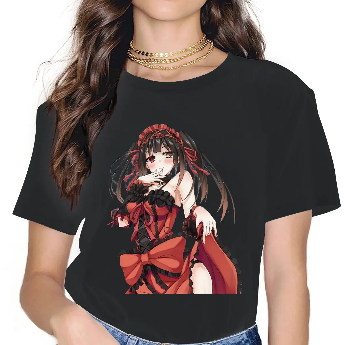 

Tokisaki Kurumi Cute Girls Women T-Shirt DATE A LIVE Anime 5XL Blusas Harajuku Casual Short Sleeve Vintage Tops