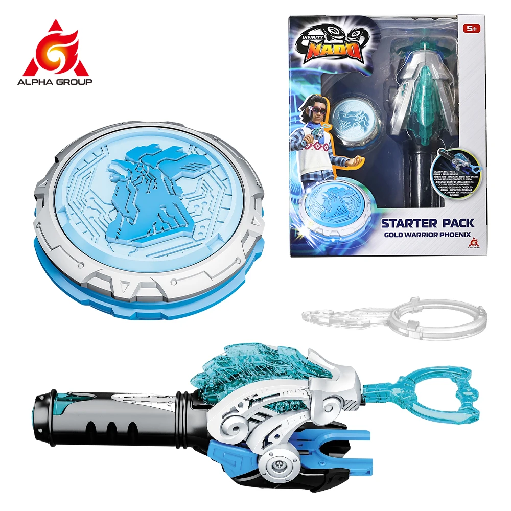 Infinity Nado 6 Starter Pack-Fury Wave Dragon Metal Spinning Top & Ring & Tip Gyro Con Monster Icon Cord Launcher Anime Kid Toy