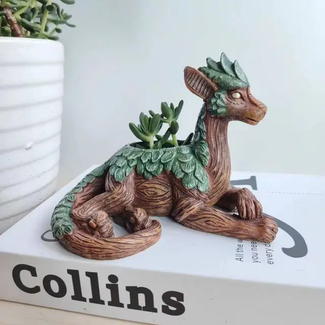 Jardinière d'arbre de dragon créative, jardinière succulente, statue de jardin, cadeau en résine pour les amoureux de la nature, parfaite pour les amis et la famille 2