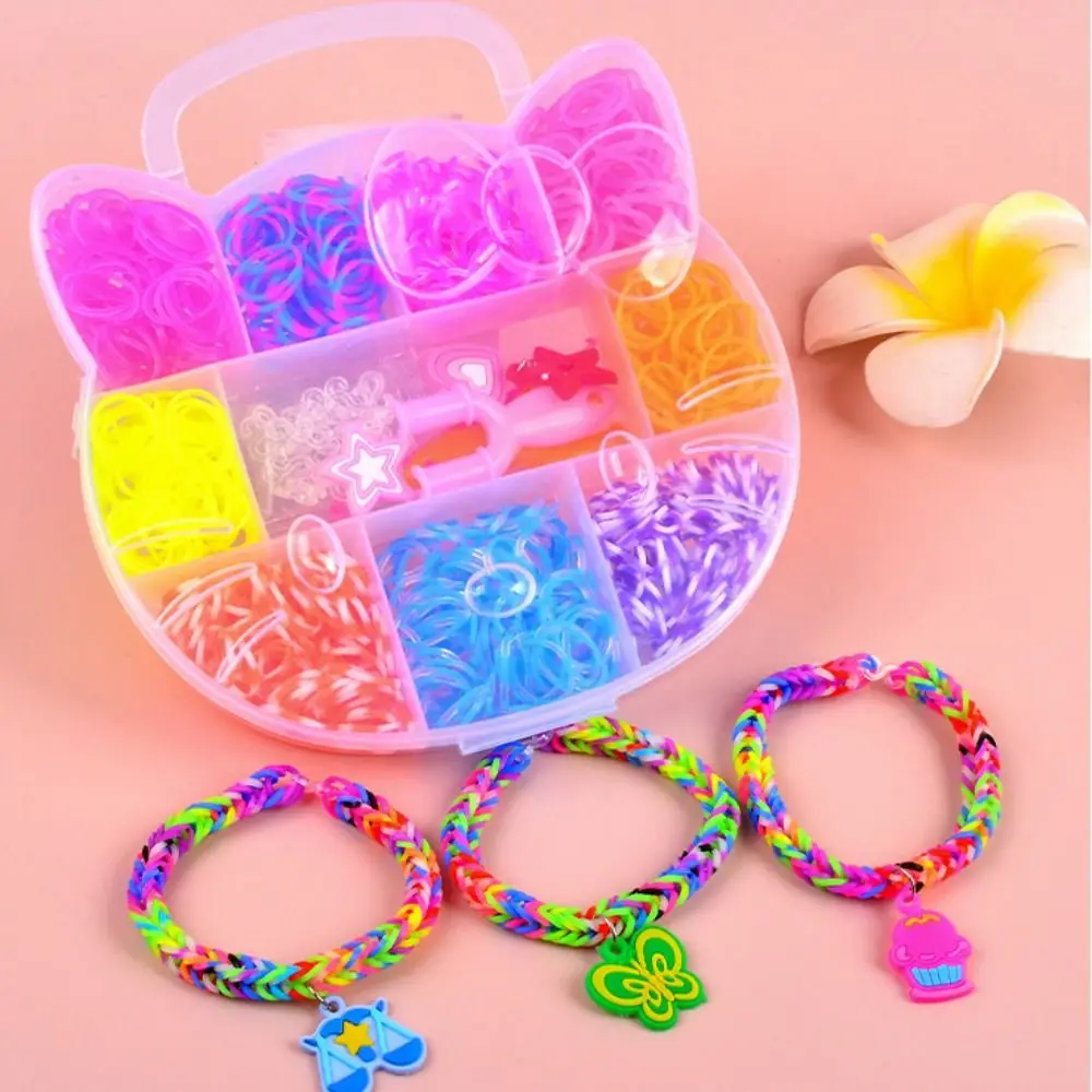 

600pcs Rubber Bands Creative Colorful Loom Band Set Making Kit DIY Woven Bracelets Craft Toys For Girls Gifts
