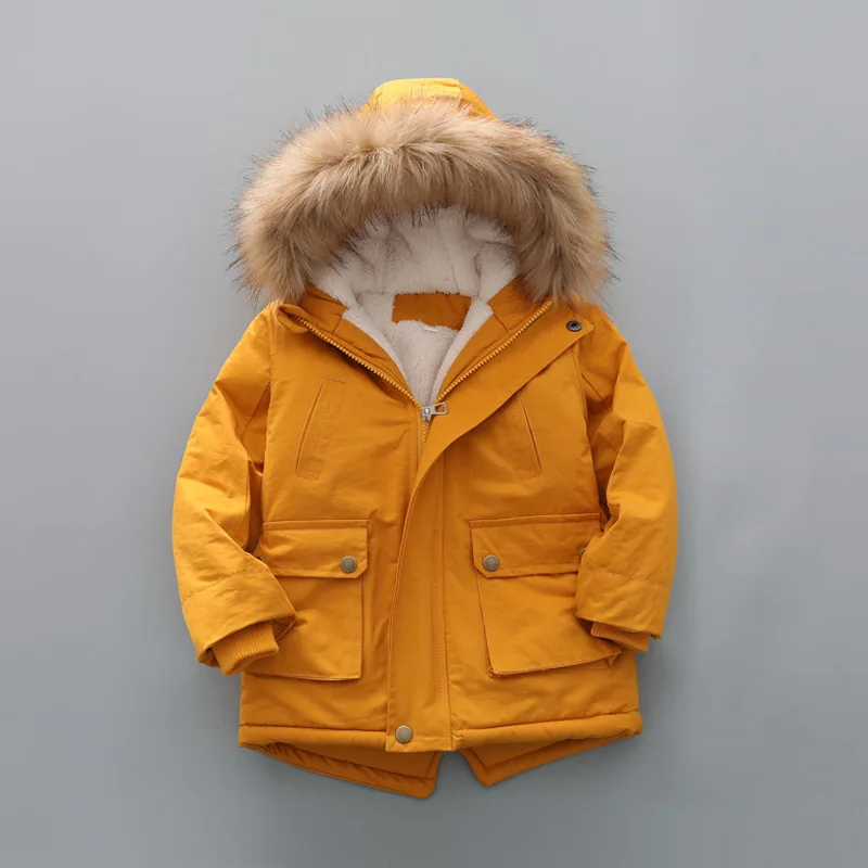 3 4 5 6 7 8 Year Winter Boys Jacket Windbreaker Keep Warm Thicken Fur Collar Girls Coat Hooded Children's Outerwear Kids Clothes children jackets girls coat