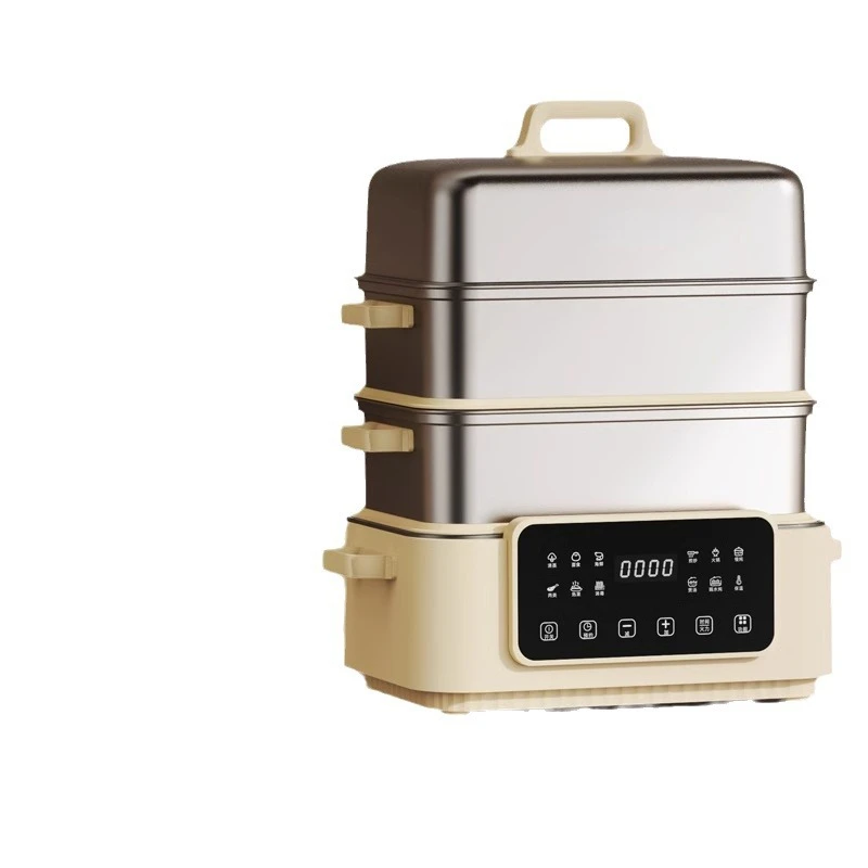 220V Stainless Steel Electric Food Steamer 3 Layers Steaming Pot Multi Cooker Home Electric Hot Pot 2