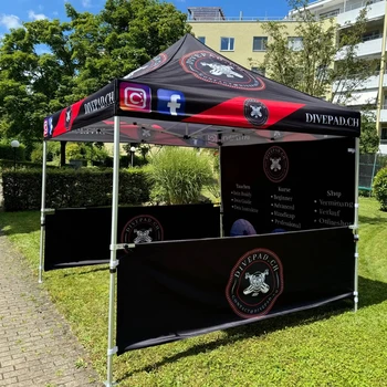 10ft * 10ft Tetto della tenda e pareti della tenda Loghi personalizzati Full Color Pittura su un solo lato Gazeb Gazebo da giardino esterno Spedizione gratuita 1