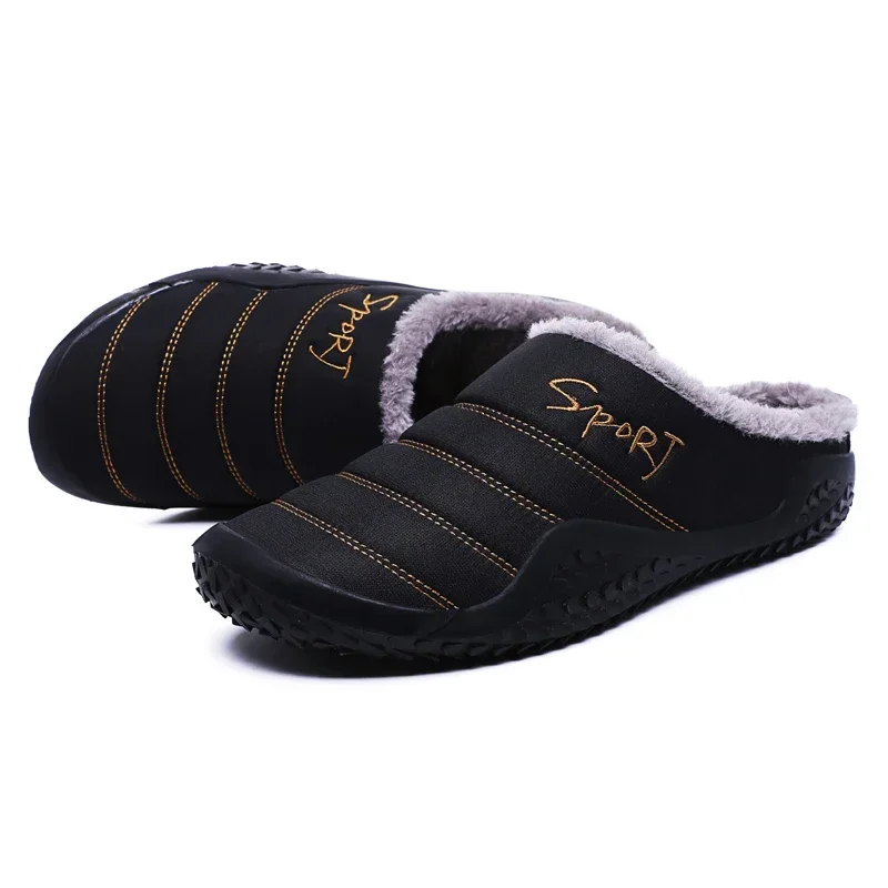

New Winter Slippers Men Indoor Warm Comfortable Cotton Shoes Short Plush Flat Heel Male Slipper Waterproof Nonslip Home Slippers