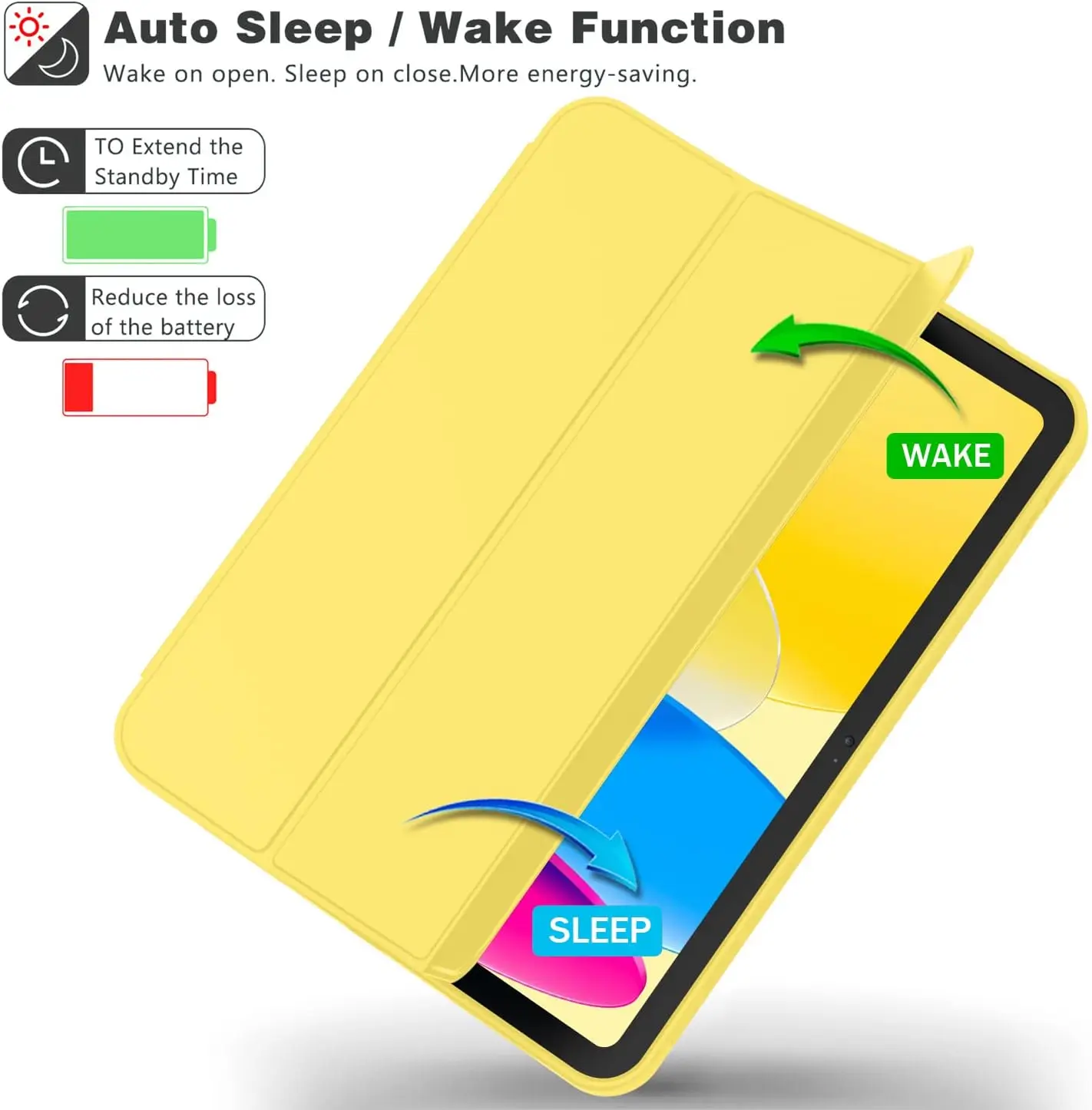 Trifold Stand Smart Cover with Soft TPU Back and Auto Wake/Sleep Feature