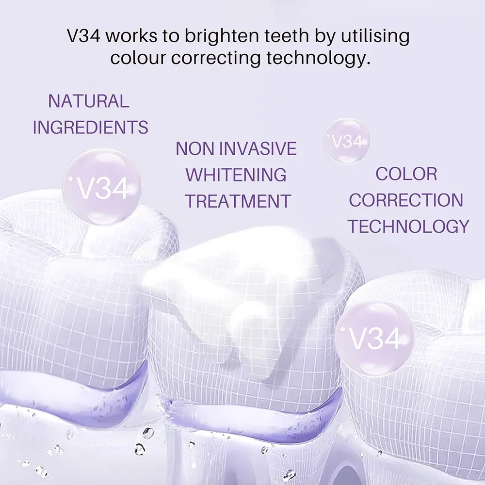 Teeth Whitening Product Teeth Whitening Essence V34 Mousse Toothpaste Teeth Whitening Removing Yellow Teeth Cleaning Tooth Stain Oral Fresh Tooth Care Product 50ml