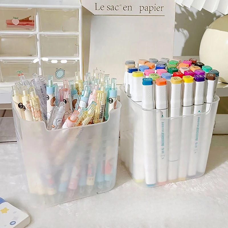 

Large Capacity Desktop Storage Pen Holder Desk Organizer Pencil Display Cup Simple Office School Supplies Stationery Box
