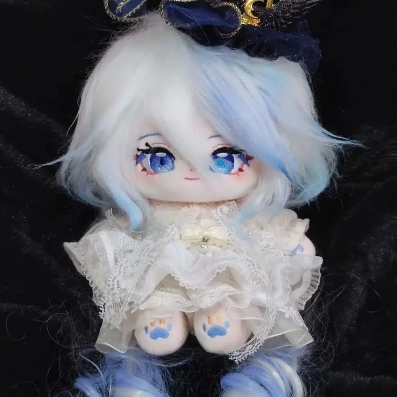 Game Anime Genshin Impact Focalors Furina  20cm Nude Doll Plush Toy Stuffed Soft Plushie genshin impact ob11 face kaeya alhaitham nilou klee hutao gsc ymy doll finished handmade water sticker faceplate toy accessories