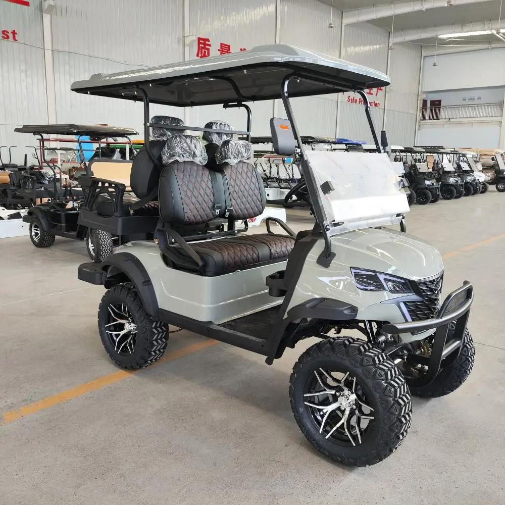 2024 Nuovo Modello 5Kw/7Kw Motore A Corrente Alternata Sollevato Golf Cart 4 6 Posti Batteria Al Litio Grigio Elettrico Caccia Buggy Golf Cart